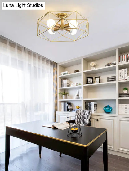 DecorBites™ DecorBites™ Nordic Industrial Geometric Flush Mount Ceiling Light for Bedroom - Metal Flush Mount Fixture