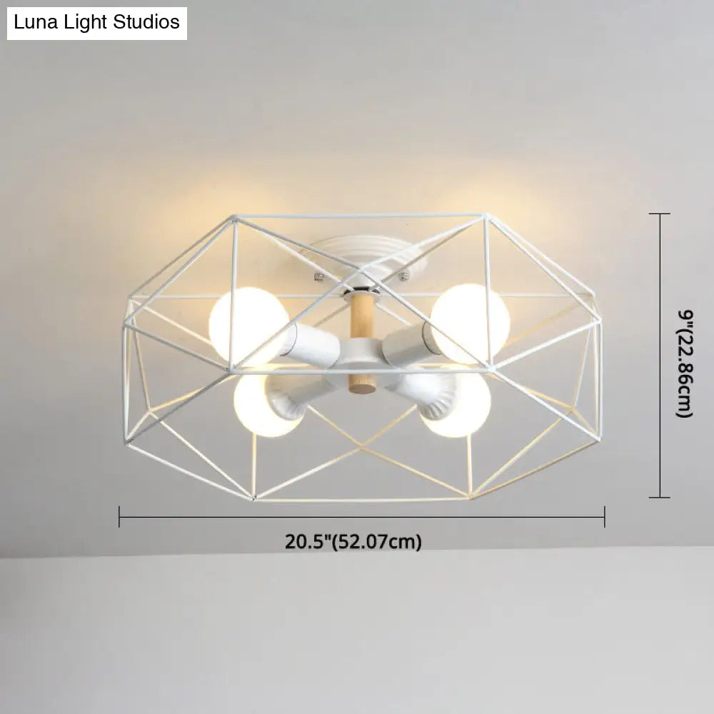 DecorBites™ DecorBites™ Nordic Industrial Geometric Flush Mount Ceiling Light for Bedroom - Metal Flush Mount Fixture