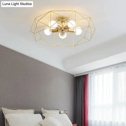 DecorBites™ DecorBites™ Nordic Industrial Geometric Flush Mount Ceiling Light for Bedroom - Metal Flush Mount Fixture