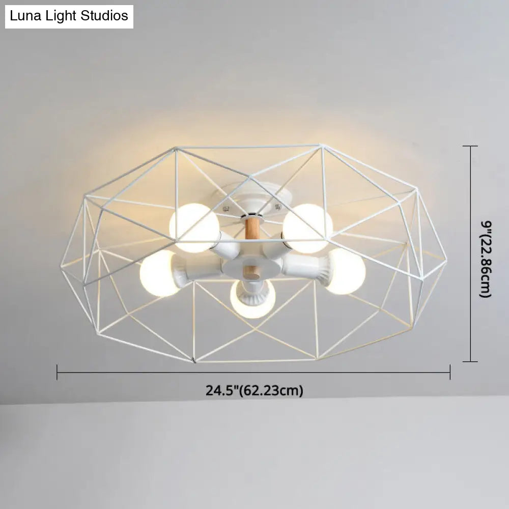 DecorBites™ DecorBites™ Nordic Industrial Geometric Flush Mount Ceiling Light for Bedroom - Metal Flush Mount Fixture
