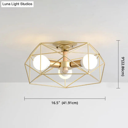 DecorBites™ DecorBites™ Nordic Industrial Geometric Flush Mount Ceiling Light for Bedroom - Metal Flush Mount Fixture