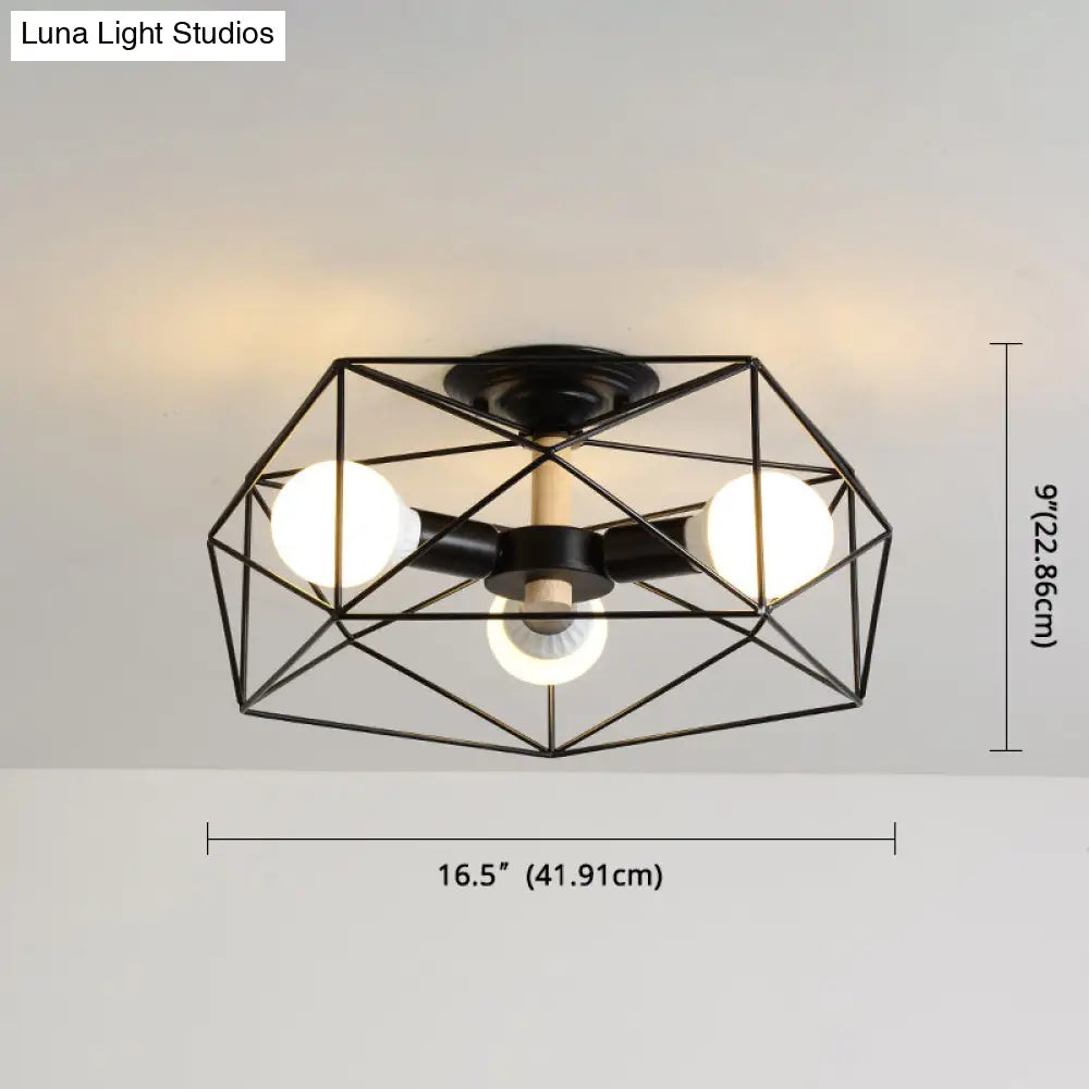 DecorBites™ DecorBites™ Nordic Industrial Geometric Flush Mount Ceiling Light for Bedroom - Metal Flush Mount Fixture