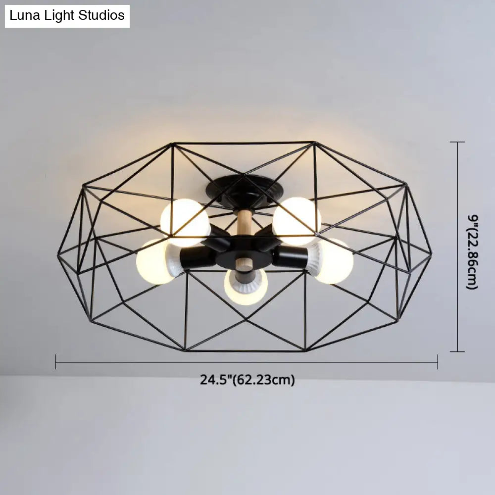 DecorBites™ DecorBites™ Nordic Industrial Geometric Flush Mount Ceiling Light for Bedroom - Metal Flush Mount Fixture