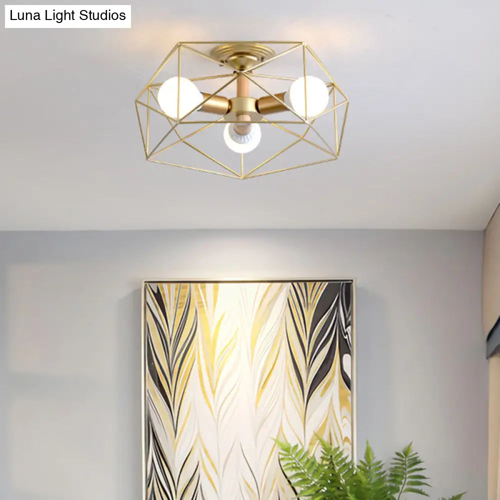 DecorBites™ DecorBites™ Nordic Industrial Geometric Flush Mount Ceiling Light for Bedroom - Metal Flush Mount Fixture