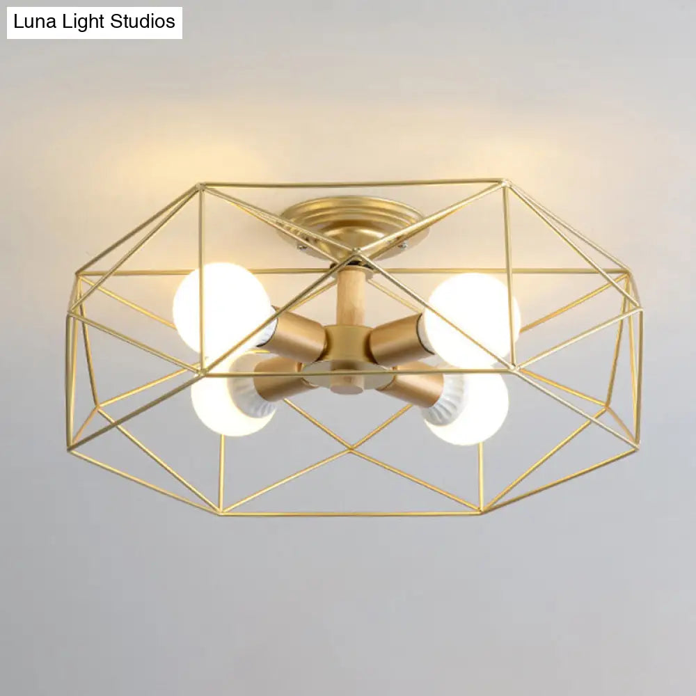 DecorBites™ DecorBites™ Nordic Industrial Geometric Flush Mount Ceiling Light for Bedroom - Metal Flush Mount Fixture