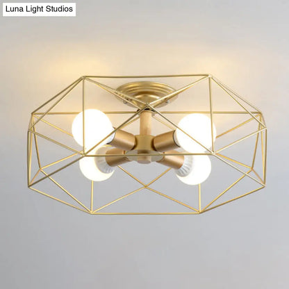DecorBites™ DecorBites™ Nordic Industrial Geometric Flush Mount Ceiling Light for Bedroom - Metal Flush Mount Fixture