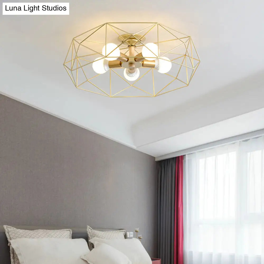 DecorBites™ DecorBites™ Nordic Industrial Geometric Flush Mount Ceiling Light for Bedroom - Metal Flush Mount Fixture