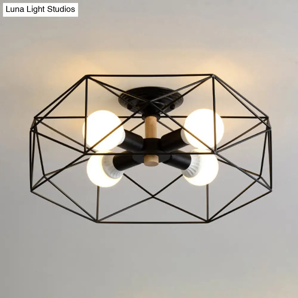 DecorBites™ DecorBites™ Nordic Industrial Geometric Flush Mount Ceiling Light for Bedroom - Metal Flush Mount Fixture