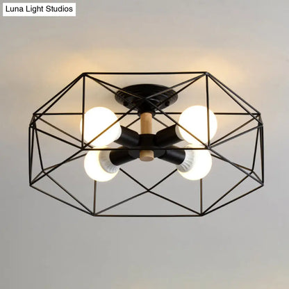 DecorBites™ DecorBites™ Nordic Industrial Geometric Flush Mount Ceiling Light for Bedroom - Metal Flush Mount Fixture