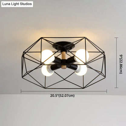 DecorBites™ DecorBites™ Nordic Industrial Geometric Flush Mount Ceiling Light for Bedroom - Metal Flush Mount Fixture