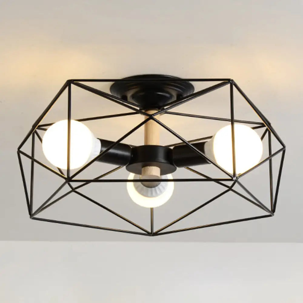 DecorBites™ DecorBites™ Nordic Industrial Geometric Flush Mount Ceiling Light for Bedroom - Metal Flush Mount Fixture