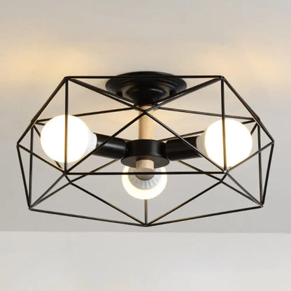 DecorBites™ DecorBites™ Nordic Industrial Geometric Flush Mount Ceiling Light for Bedroom - Metal Flush Mount Fixture