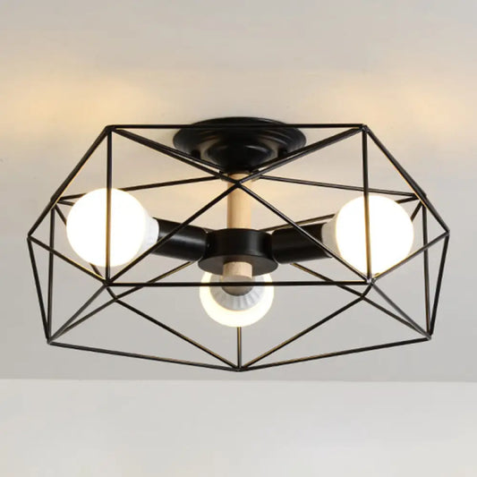 DecorBites™ DecorBites™ Nordic Industrial Geometric Flush Mount Ceiling Light for Bedroom - Metal Flush Mount Fixture