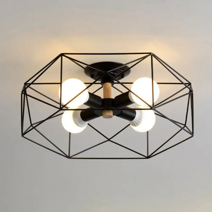 DecorBites™ DecorBites™ Nordic Industrial Geometric Flush Mount Ceiling Light for Bedroom - Metal Flush Mount Fixture