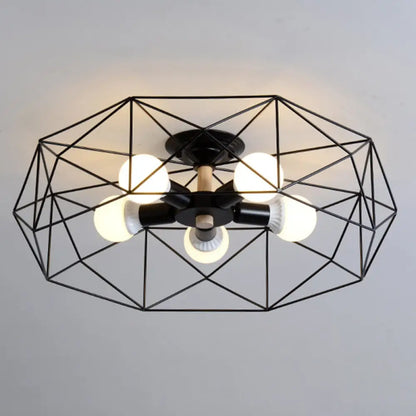 DecorBites™ DecorBites™ Nordic Industrial Geometric Flush Mount Ceiling Light for Bedroom - Metal Flush Mount Fixture