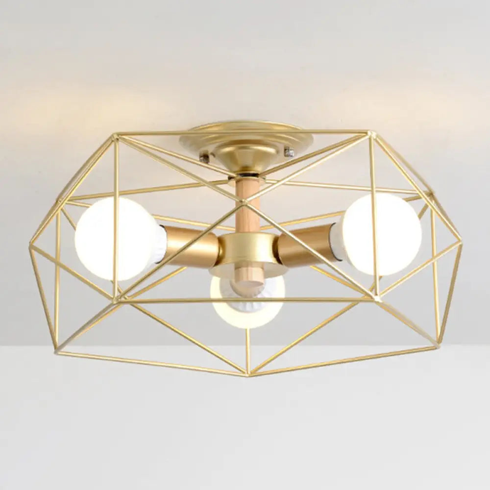 DecorBites™ DecorBites™ Nordic Industrial Geometric Flush Mount Ceiling Light for Bedroom - Metal Flush Mount Fixture