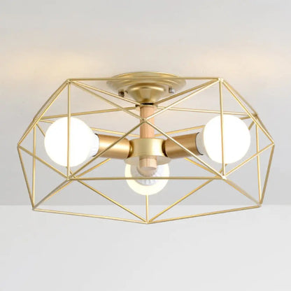 DecorBites™ DecorBites™ Nordic Industrial Geometric Flush Mount Ceiling Light for Bedroom - Metal Flush Mount Fixture