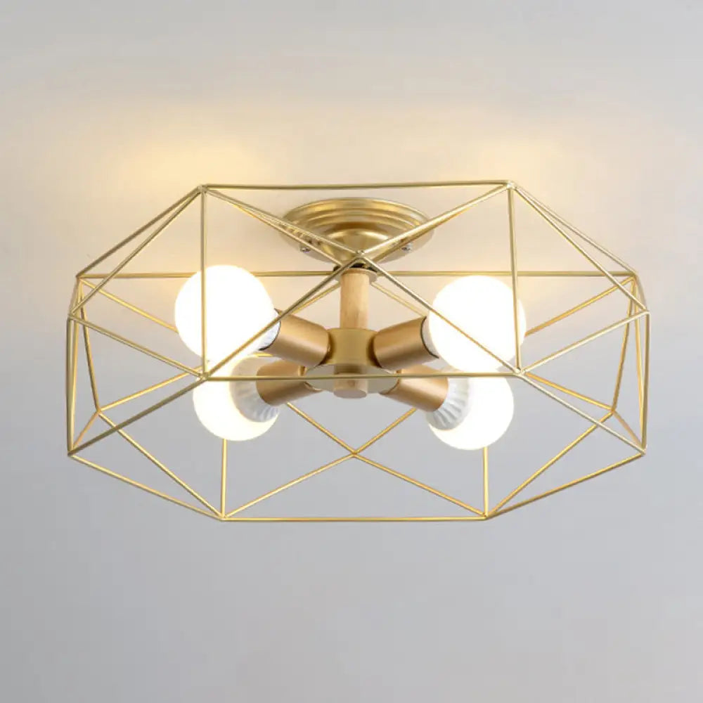 DecorBites™ DecorBites™ Nordic Industrial Geometric Flush Mount Ceiling Light for Bedroom - Metal Flush Mount Fixture
