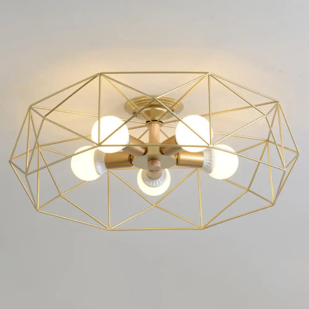 DecorBites™ DecorBites™ Nordic Industrial Geometric Flush Mount Ceiling Light for Bedroom - Metal Flush Mount Fixture