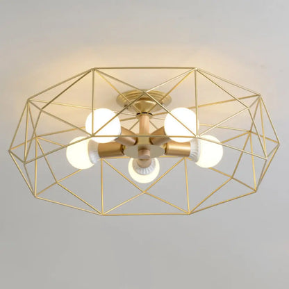 DecorBites™ DecorBites™ Nordic Industrial Geometric Flush Mount Ceiling Light for Bedroom - Metal Flush Mount Fixture