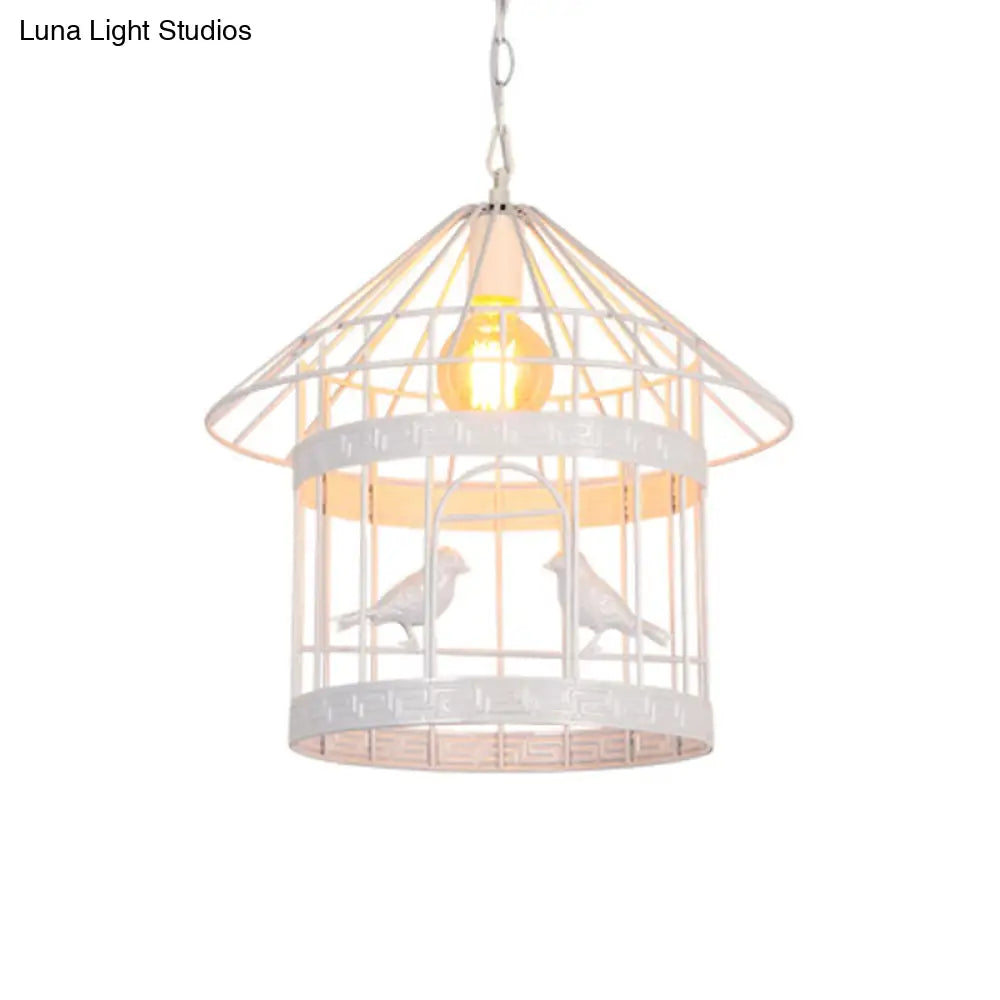 Nordic Industrial Style 1-Light Bird Cage Ceiling Fixture for Coffee Shop: Metallic Ceiling Light