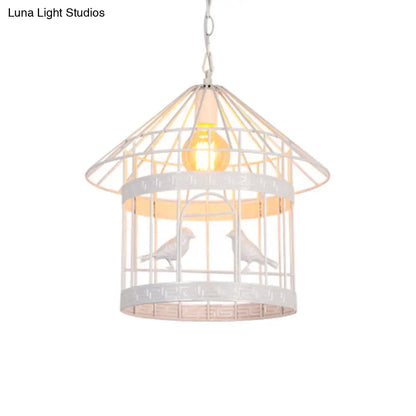 Nordic Industrial Style 1-Light Bird Cage Ceiling Fixture for Coffee Shop: Metallic Ceiling Light