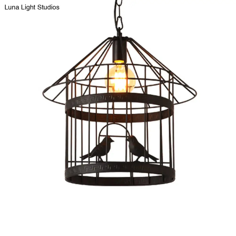 Nordic Industrial Style 1-Light Bird Cage Ceiling Fixture for Coffee Shop: Metallic Ceiling Light