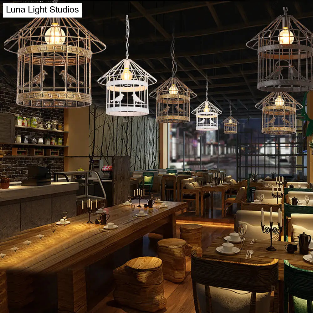 Nordic Industrial Style 1-Light Bird Cage Ceiling Fixture for Coffee Shop: Metallic Ceiling Light