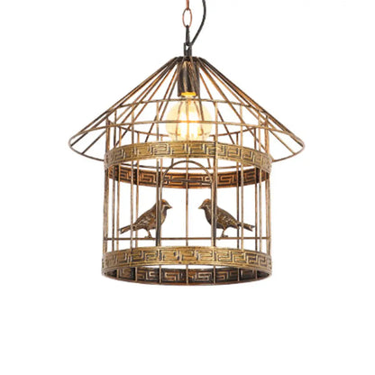 Nordic Industrial Style 1-Light Bird Cage Ceiling Fixture for Coffee Shop: Metallic Ceiling Light