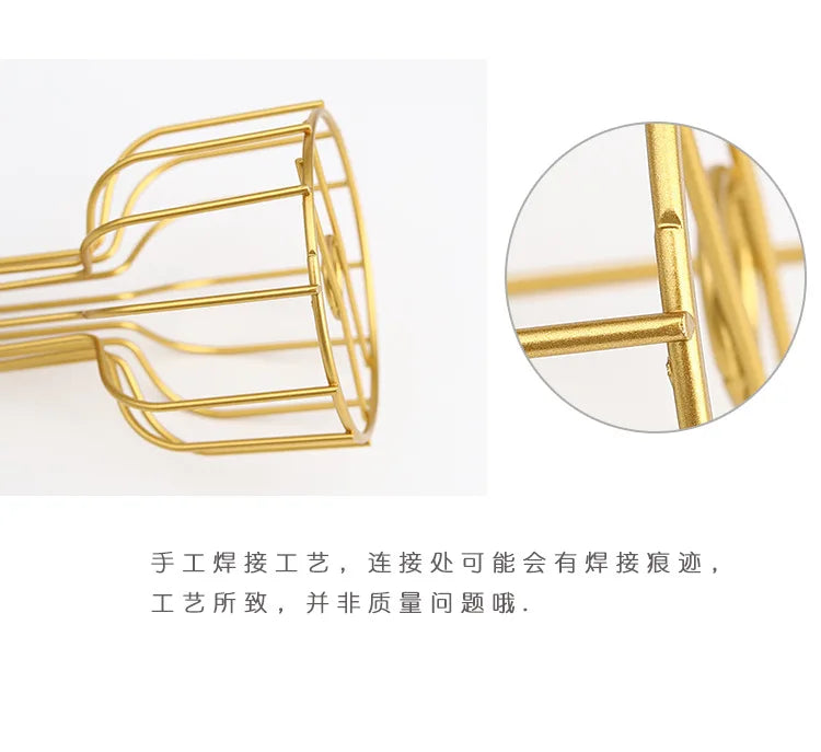 Nordic Iron Golden Hydroponic Vase with Dried Flowers