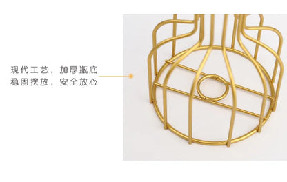 Nordic Iron Golden Hydroponic Vase with Dried Flowers - Vase