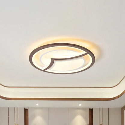 DecorBites™ DecorBites™ Nordic Iron LED Ceiling Light Fixture - 18"/21.5" - Coffee with Gull Pattern - Warm/White Light - Thin Circle Design