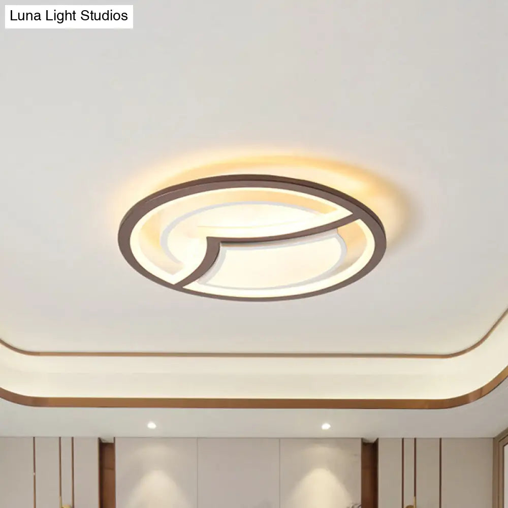DecorBites™ DecorBites™ Nordic Iron LED Ceiling Light Fixture - 18"/21.5" - Coffee with Gull Pattern - Warm/White Light - Thin Circle Design