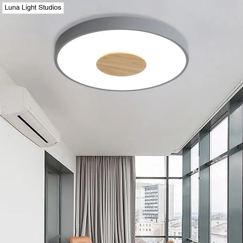 DecorBites™ DecorBites™ Nordic Iron Round Flush Mount Ceiling Light - 1 Head Pink/Blue/White Lighting Fixture for Bedroom - 12"/16"/19.5" Width