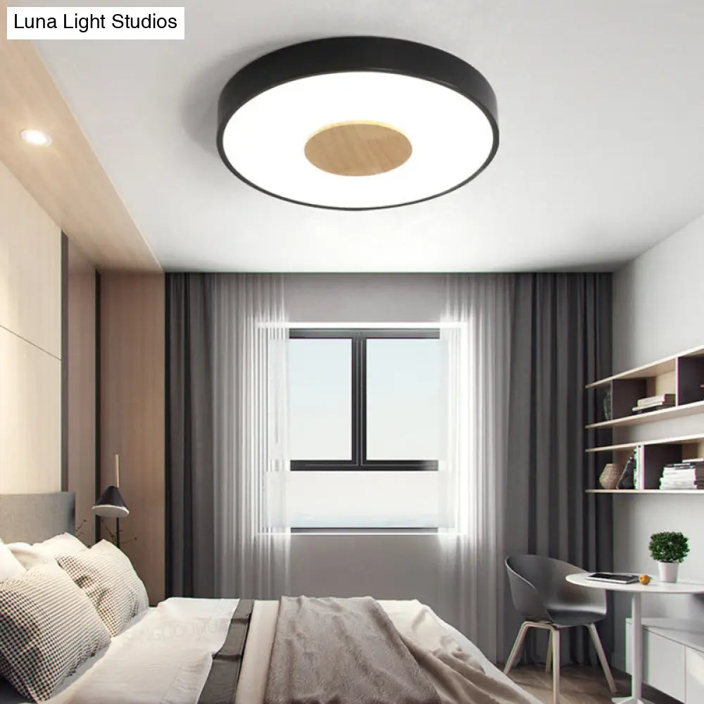 DecorBites™ DecorBites™ Nordic Iron Round Flush Mount Ceiling Light - 1 Head Pink/Blue/White Lighting Fixture for Bedroom - 12"/16"/19.5" Width