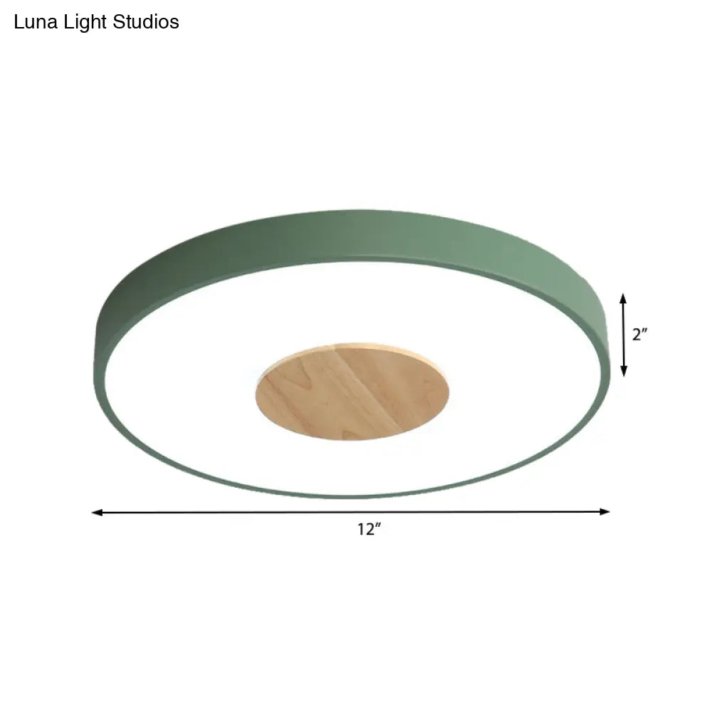 DecorBites™ DecorBites™ Nordic Iron Round Flush Mount Ceiling Light - 1 Head Pink/Blue/White Lighting Fixture for Bedroom - 12"/16"/19.5" Width