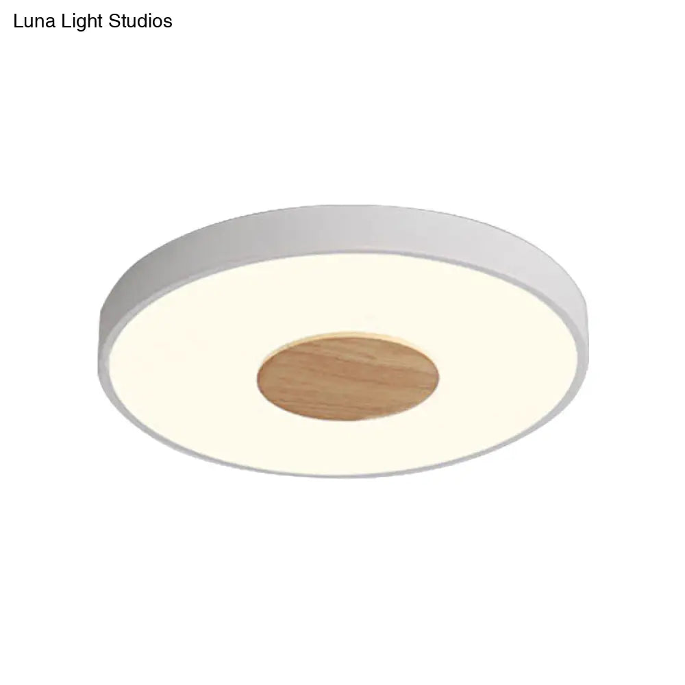 DecorBites™ DecorBites™ Nordic Iron Round Flush Mount Ceiling Light - 1 Head Pink/Blue/White Lighting Fixture for Bedroom - 12"/16"/19.5" Width