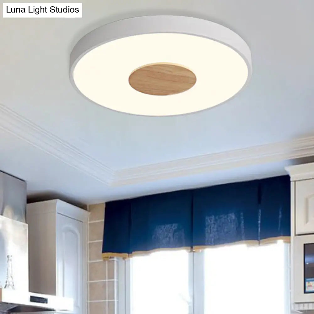 DecorBites™ DecorBites™ Nordic Iron Round Flush Mount Ceiling Light - 1 Head Pink/Blue/White Lighting Fixture for Bedroom - 12"/16"/19.5" Width