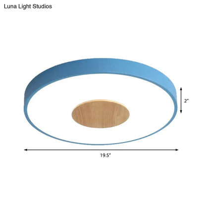 DecorBites™ DecorBites™ Nordic Iron Round Flush Mount Ceiling Light - 1 Head Pink/Blue/White Lighting Fixture for Bedroom - 12"/16"/19.5" Width