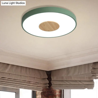 DecorBites™ DecorBites™ Nordic Iron Round Flush Mount Ceiling Light - 1 Head Pink/Blue/White Lighting Fixture for Bedroom - 12"/16"/19.5" Width