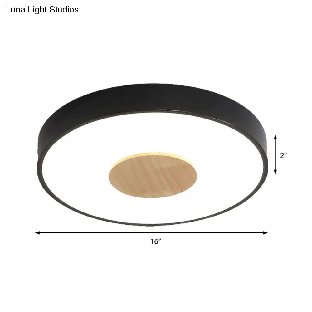 DecorBites™ DecorBites™ Nordic Iron Round Flush Mount Ceiling Light - 1 Head Pink/Blue/White Lighting Fixture for Bedroom - 12"/16"/19.5" Width