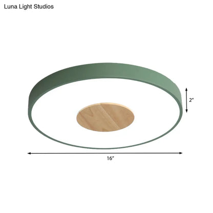 DecorBites™ DecorBites™ Nordic Iron Round Flush Mount Ceiling Light - 1 Head Pink/Blue/White Lighting Fixture for Bedroom - 12"/16"/19.5" Width