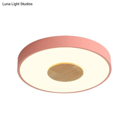 DecorBites™ DecorBites™ Nordic Iron Round Flush Mount Ceiling Light - 1 Head Pink/Blue/White Lighting Fixture for Bedroom - 12"/16"/19.5" Width