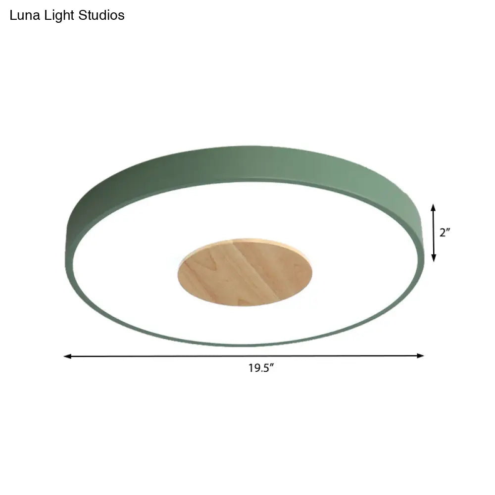 DecorBites™ DecorBites™ Nordic Iron Round Flush Mount Ceiling Light - 1 Head Pink/Blue/White Lighting Fixture for Bedroom - 12"/16"/19.5" Width