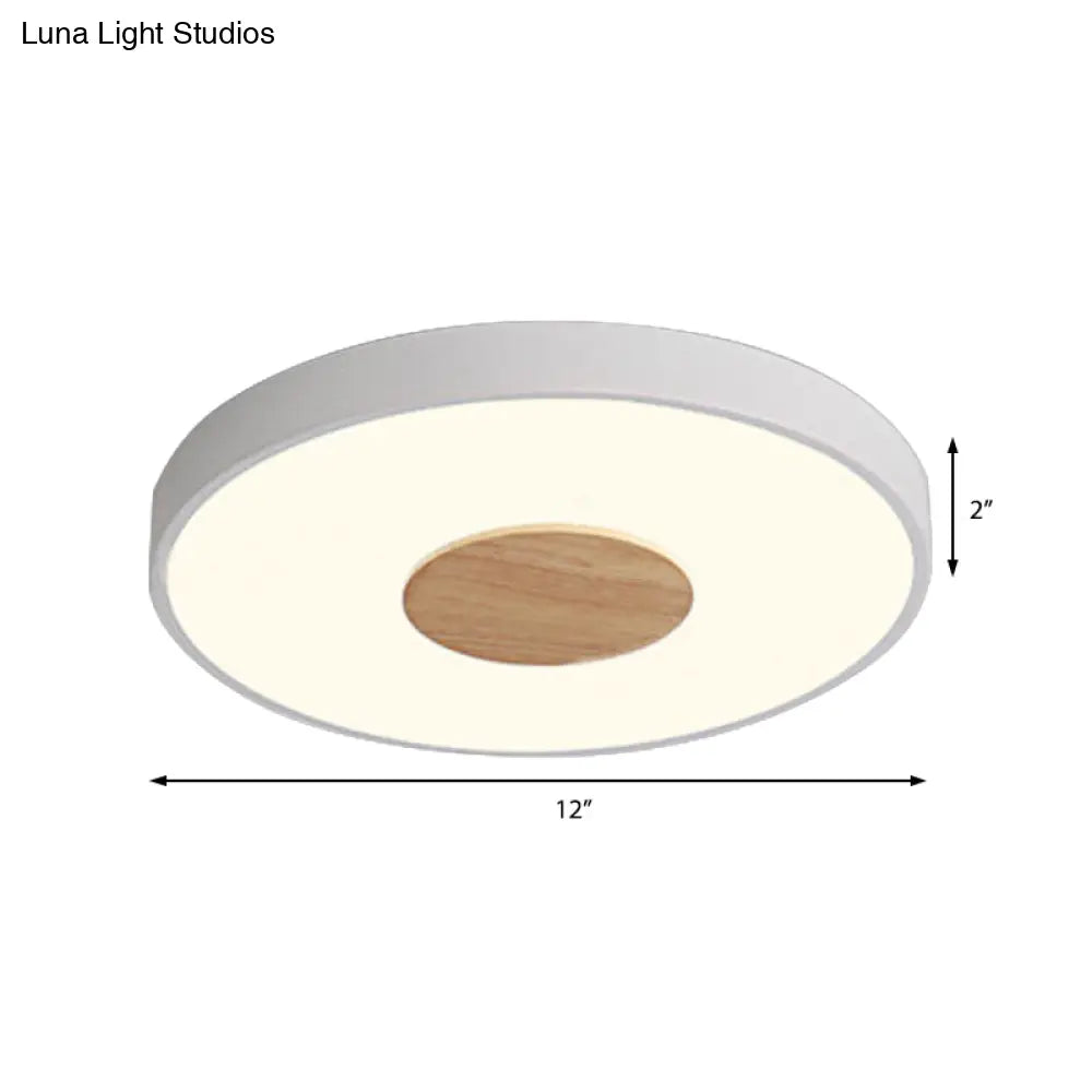 DecorBites™ DecorBites™ Nordic Iron Round Flush Mount Ceiling Light - 1 Head Pink/Blue/White Lighting Fixture for Bedroom - 12"/16"/19.5" Width