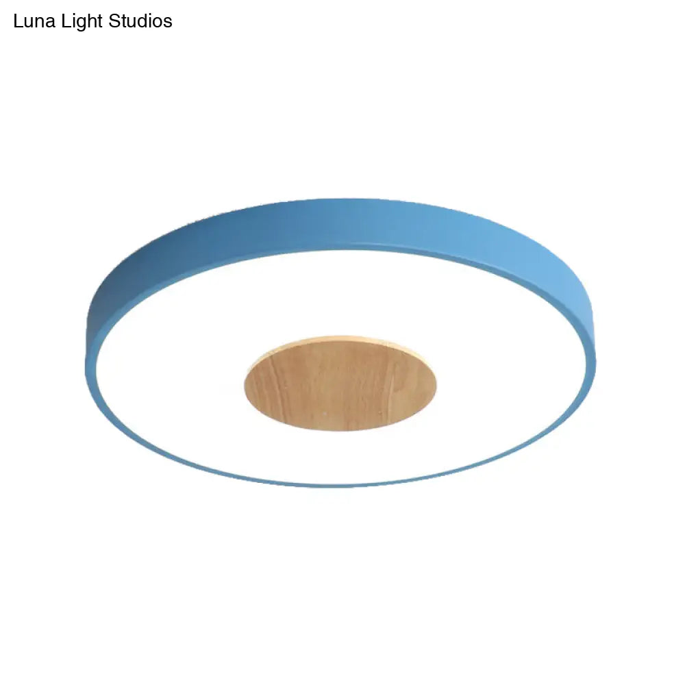 DecorBites™ DecorBites™ Nordic Iron Round Flush Mount Ceiling Light - 1 Head Pink/Blue/White Lighting Fixture for Bedroom - 12"/16"/19.5" Width