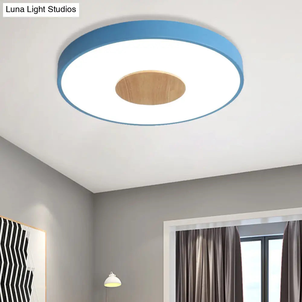 DecorBites™ DecorBites™ Nordic Iron Round Flush Mount Ceiling Light - 1 Head Pink/Blue/White Lighting Fixture for Bedroom - 12"/16"/19.5" Width