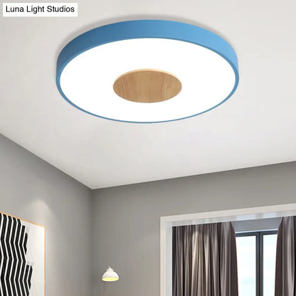 DecorBites™ DecorBites™ Nordic Iron Round Flush Mount Ceiling Light - 1 Head Pink/Blue/White Lighting Fixture for Bedroom - 12"/16"/19.5" Width