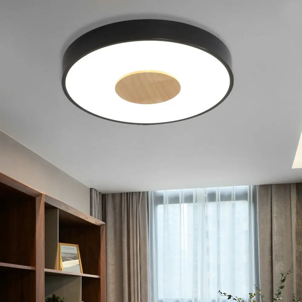 DecorBites™ DecorBites™ Nordic Iron Round Flush Mount Ceiling Light - 1 Head Pink/Blue/White Lighting Fixture for Bedroom - 12"/16"/19.5" Width