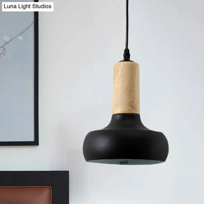 Nordic Iron Urn Pendant - 1 Light Black Finish Ceiling Fixture